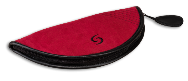 Stofftasche mit schwarzer Ledereinfassung, für dreiteilige Altblockflöte