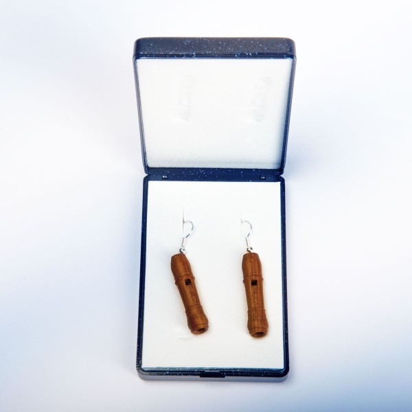 Miniature recorder (earrings) rosewood/palisander