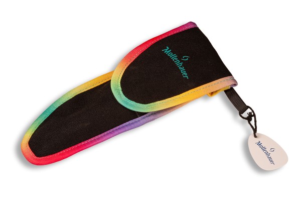 Baumwolltasche mit Klettverschluss für Sopranblockflöte, schwarz, »Regenbogensaum«