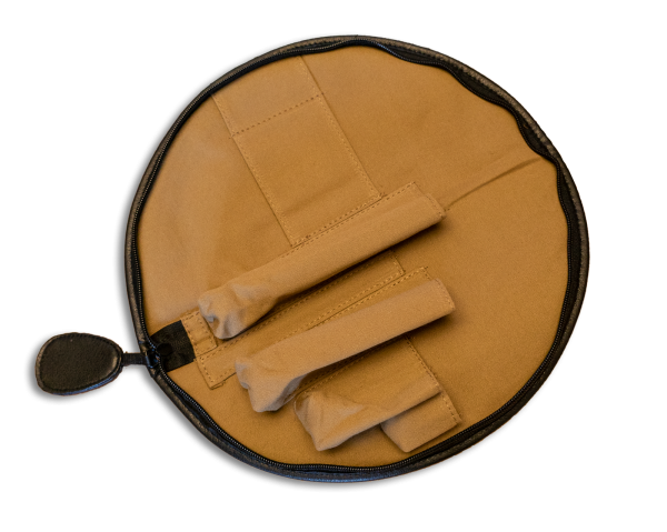 Stofftasche mit schwarzer Ledereinfassung, für dreiteilige Altblockflöte