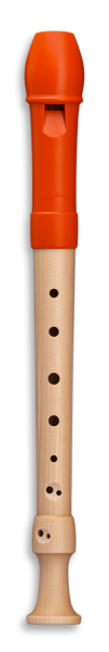 Fipple »Digi« soprano c", orange, plastic/maple, german double holes