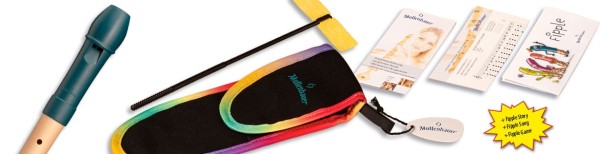 Fipple »Dege« Sopran in c", seeblau, Kunststoff/Ahorn, barocke Griffweise mit Doppelloch